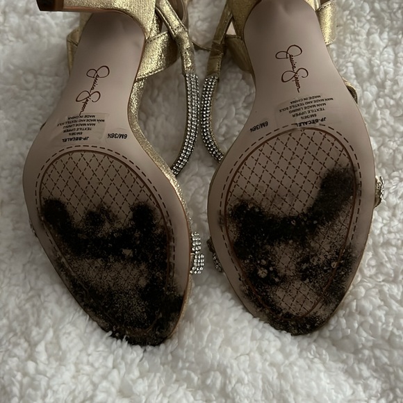 Jessica Simpson Gold Shimmer Fabric Sandals - Picture 6 of 9